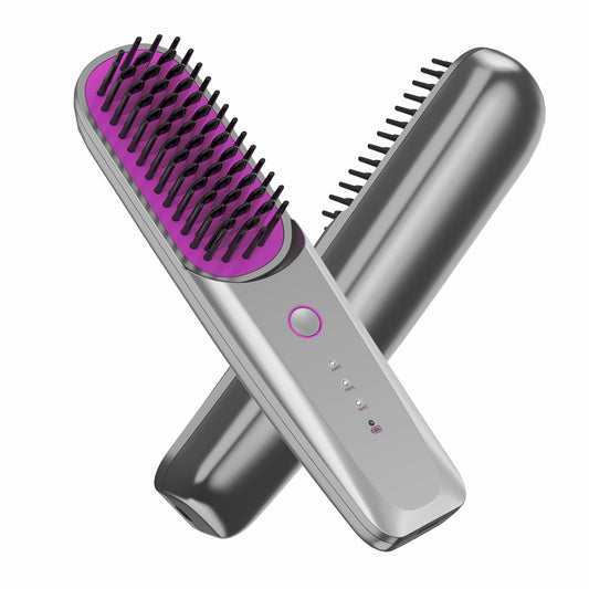 Cordless Hair Straighteners Air Brush Negative Ion Hot Comb Hair Straightener 20s Fast Heating Ceramic & Anti-Scald Design for All Hair Types USB Rechargeable
