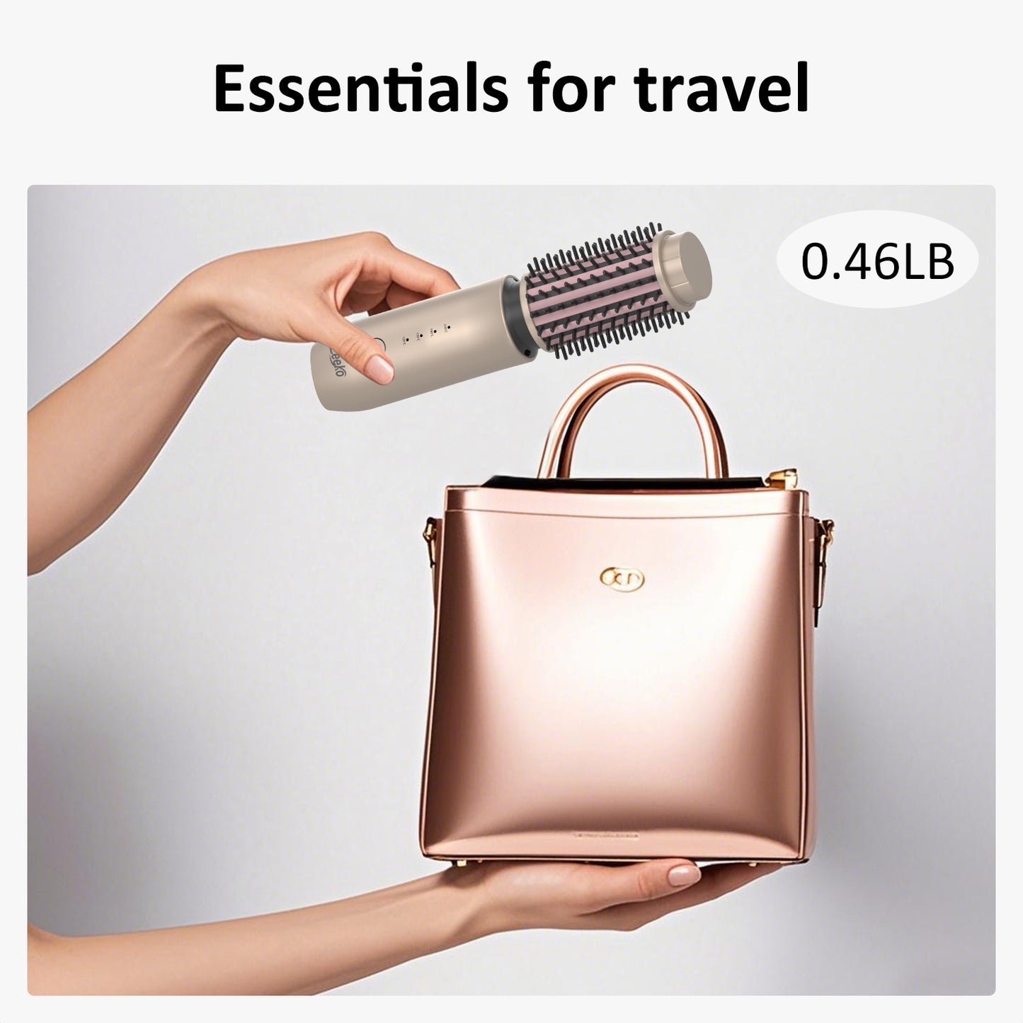 Leeko Cordless Heated Hair Curling Brush, 3 in 1 Hot Hair Brush 40mm, Portable Heated Hair Curler and Straightener Brush with 4 Temperatures,7000 mAh USB Rechargeable Cordelss Hair Curler (Gold)