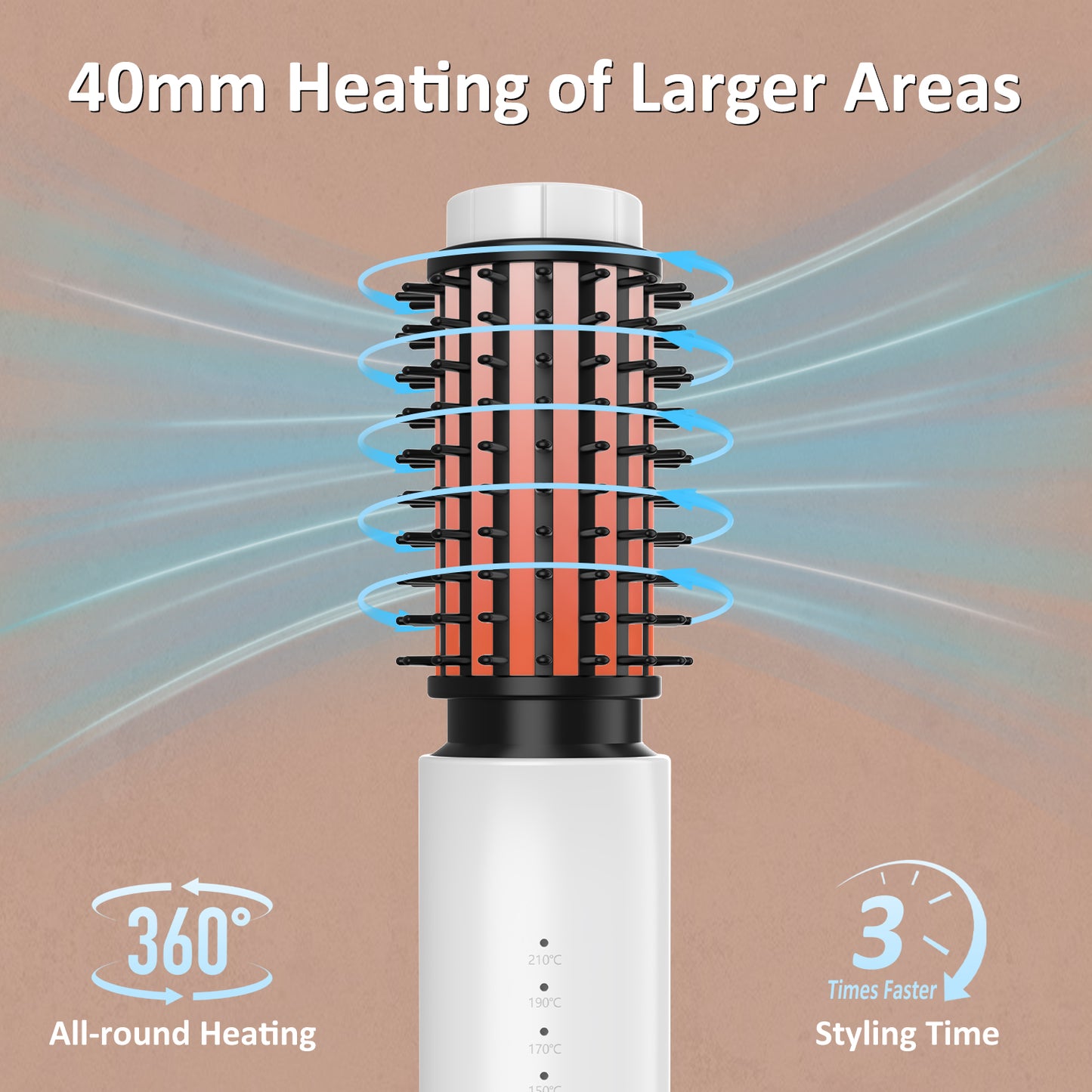 Leeko 무선 가열 헤어 컬링 브러시, 3 in 1 핫 헤어 브러시 40mm, 휴대용 가열 헤어 컬러 및 스트레이트너 브러시, 4단계 온도 조절 기능, 7000mAh USB 충전식 가열 헤어 브러시 스타일러