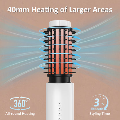 Leeko 무선 가열 헤어 컬링 브러시, 3 in 1 핫 헤어 브러시 40mm, 휴대용 가열 헤어 컬러 및 스트레이트너 브러시, 4단계 온도 조절 기능, 7000mAh USB 충전식 가열 헤어 브러시 스타일러 