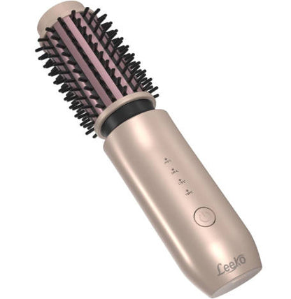 Leeko 무선 열선 헤어 컬링 브러시, 3 in 1 열선 헤어 브러시 40mm, 휴대용 열선 헤어 컬러 및 스트레이트너 브러시, 4단계 온도 조절, 7000mAh USB 충전식 무선 헤어 컬러(골드) 